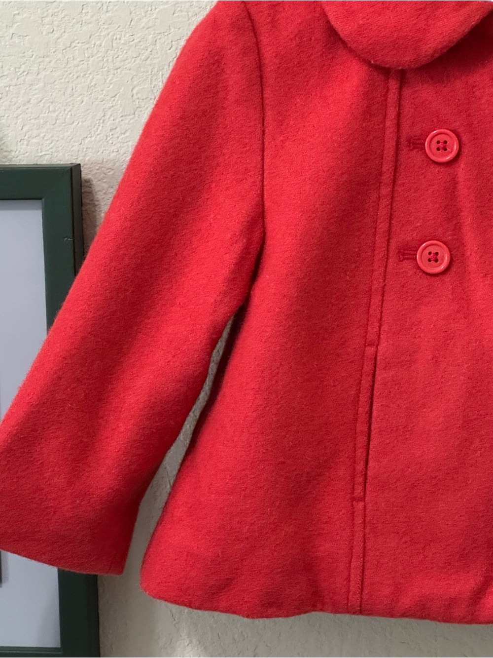 JANIE & JACK | Baby Girl Red Double-Breasted Wool Blend Peacoat 12-24 mths - Picture 3 of 16